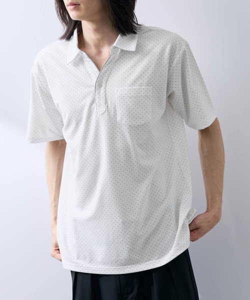 NAVY ポロシャツ 半袖 「SARARI /サラリ」接触冷感 カノコドット柄