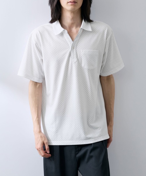 NAVY ポロシャツ 半袖 「SARARI /サラリ」接触冷感 カノコドット柄