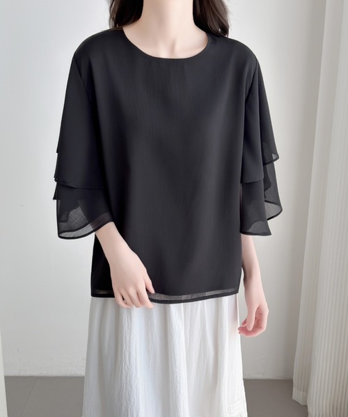 ABITOKYO（アビトーキョー） ブラウス シャツ ダブルフレアスリーブ