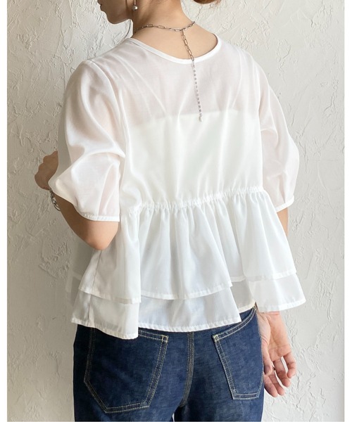 She's Closet ブラウス シャツ 半袖 前後2way半袖ショート丈
