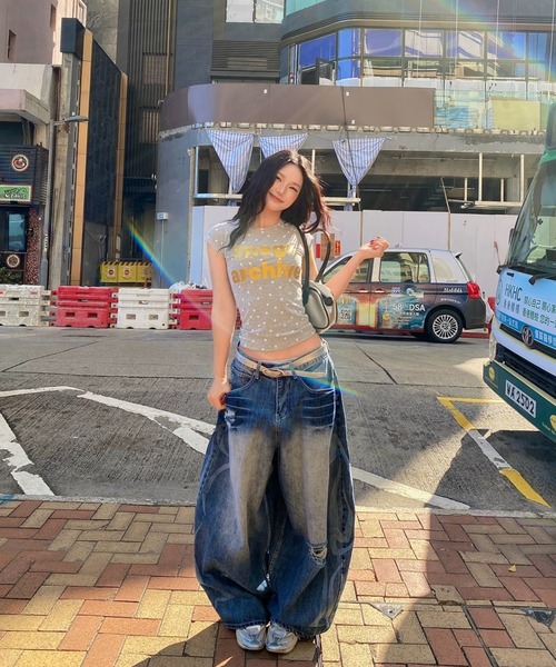 AVYL tシャツ 半袖 「新色グレー追加」星柄半袖Y2K スターグラフィック