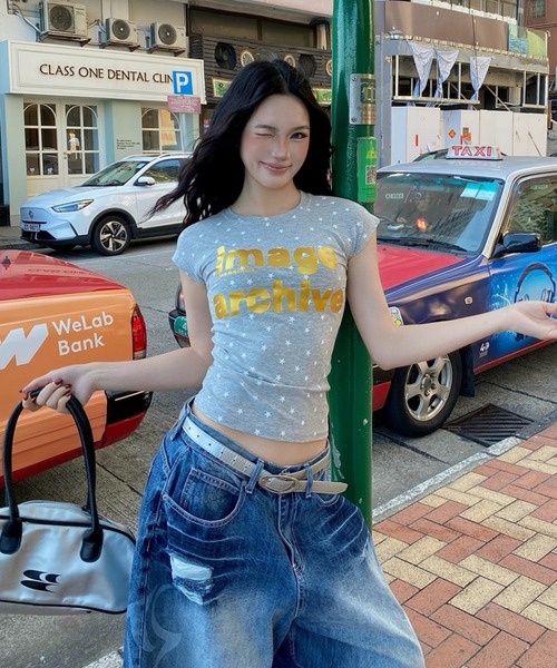 AVYL tシャツ 半袖 「新色グレー追加」星柄半袖Y2K スターグラフィック