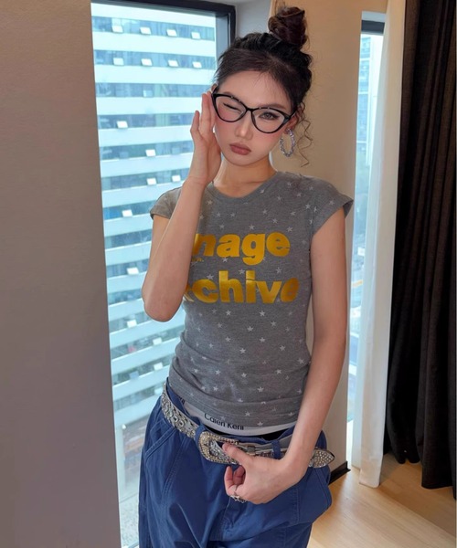 AVYL tシャツ 半袖 「新色グレー追加」星柄半袖Y2K スターグラフィック