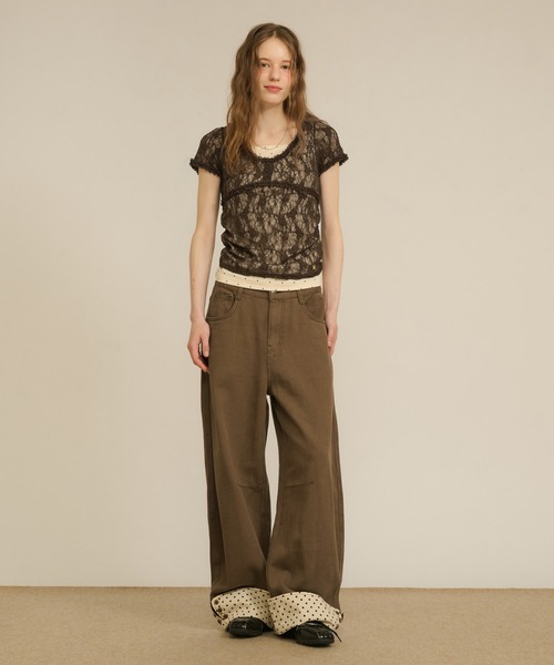 hazyl ワイドパンツ ジーンズ デニム デニムパンツ rollup wide pants