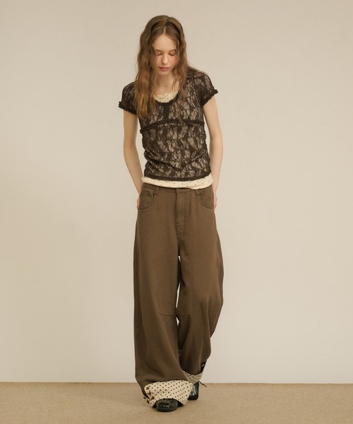 hazyl ワイドパンツ ジーンズ デニム デニムパンツ rollup wide pants