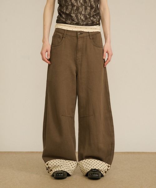 hazyl ワイドパンツ ジーンズ デニム デニムパンツ rollup wide pants