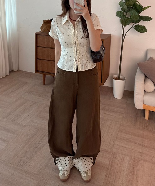 hazyl ワイドパンツ ジーンズ デニム デニムパンツ rollup wide pants
