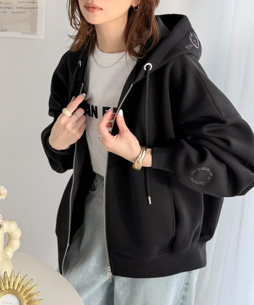 「classicalelf」 ジップアップパーカー LARGE ベージュ レディース_画像3