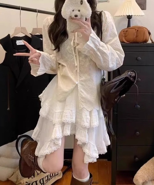「lilful」 スカート M ホワイト レディース_画像4