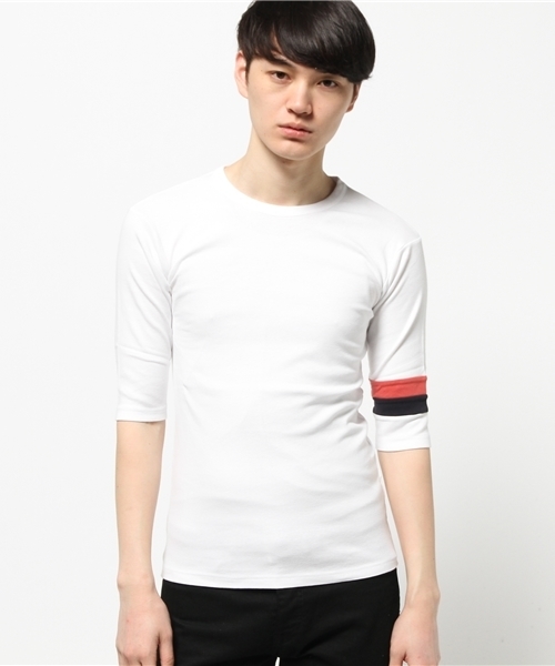 KRIFF MAYER tシャツ タイトフィット袖切替5分袖Tシャツ メンズ
