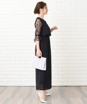 パンツドレス 袖レースウエストゴムシフォンフォ...の詳細画像4
