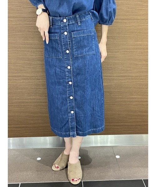 スカート デニム ハイライズデニム前ボタン付きミディスカート Zozotown Paypayモール店 通販 Paypayモール