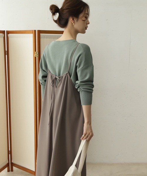 URBAN RESEARCH DOORS ワンピース　M URBAN RESEARCH DOORS ワンピース 畦ミディ丈ニットワンピース