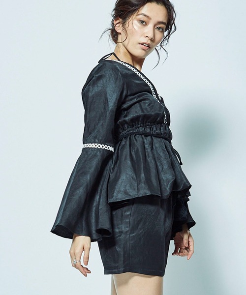 mikomori　ミコモリ　FLARE SLEEVE　カーキ　カットソー mikomori tシャツ FLARE SLEEVE SET-UP レディース : ZOZOTOWN