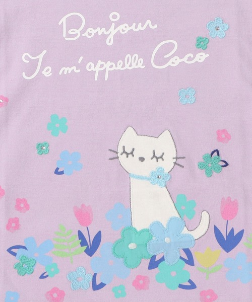 tシャツ Tシャツ cocoちゃんアップリケとお花プリント半袖Tシャツ(100-130cm)|ZOZOTOWN |01