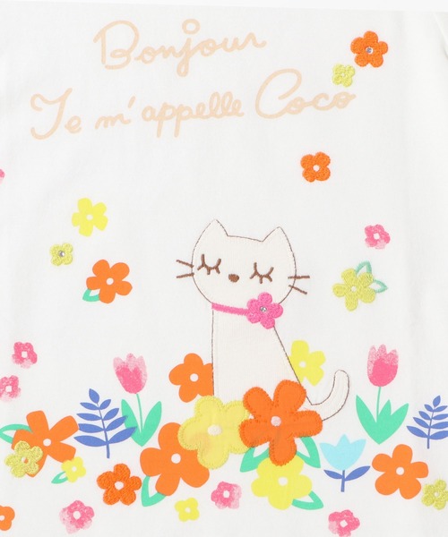 tシャツ Tシャツ cocoちゃんアップリケとお花プリント半袖Tシャツ(100-130cm)|ZOZOTOWN |02