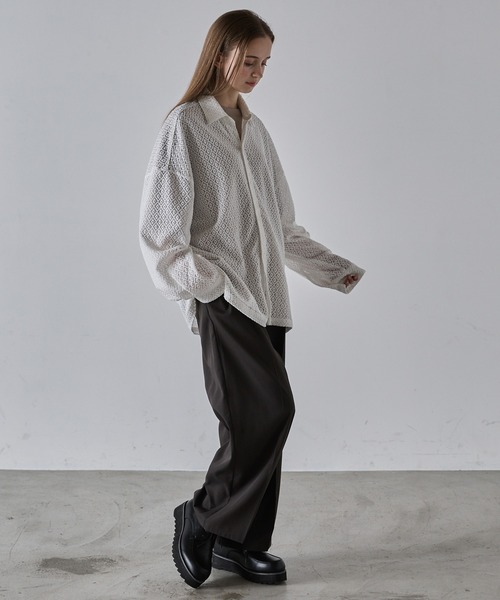 CLEL（クレイル） シャツ 「CLEL」Balloon Sleeves Loose Lace Shirt