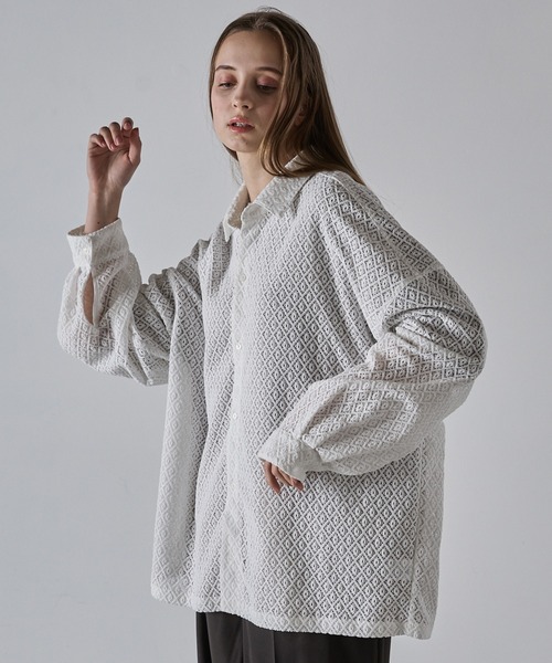 CLEL（クレイル） シャツ 「CLEL」Balloon Sleeves Loose Lace Shirt