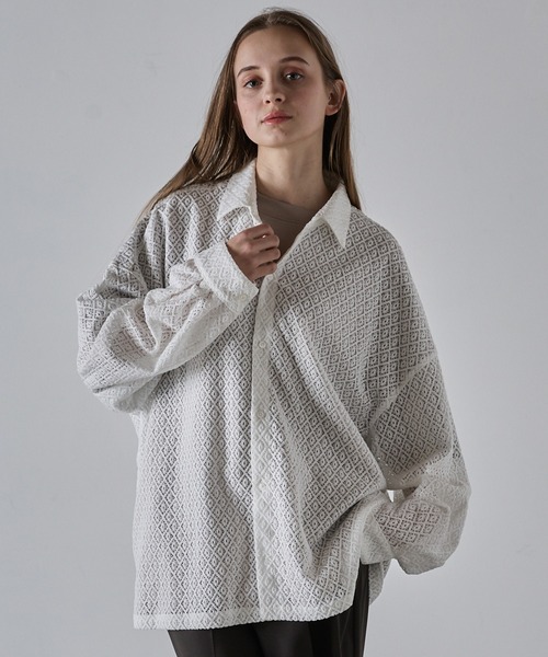 CLEL（クレイル） シャツ 「CLEL」Balloon Sleeves Loose Lace Shirt