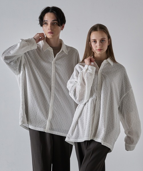 CLEL（クレイル） シャツ 「CLEL」Balloon Sleeves Loose Lace Shirt