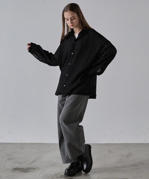 CLEL（クレイル） シャツ 「CLEL」Balloon Sleeves Loose Lace Shirt