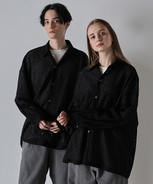 CLEL（クレイル） シャツ 「CLEL」Balloon Sleeves Loose Lace Shirt