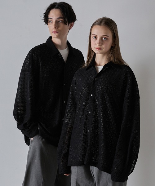 CLEL（クレイル） シャツ 「CLEL」Balloon Sleeves Loose Lace Shirt