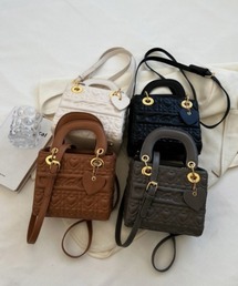 アイボリー エンボス ハンドバッグ 中型 エンボスペイズリーバッグ