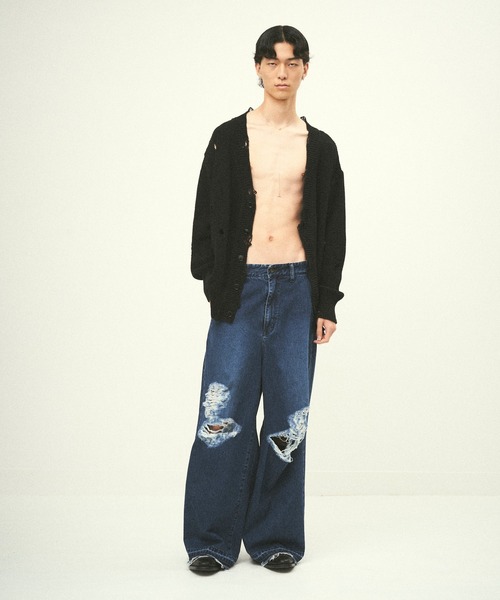 Juha（ユハ） カーディガン DAMAGE KNIT CARDIGAN メンズ レディース