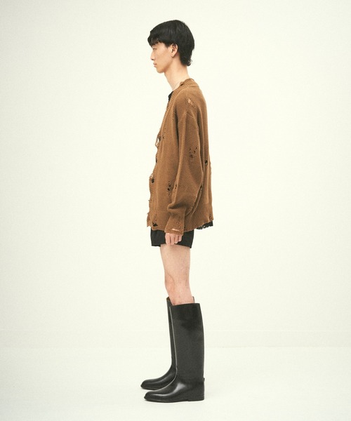 Juha（ユハ） カーディガン DAMAGE KNIT CARDIGAN メンズ レディース