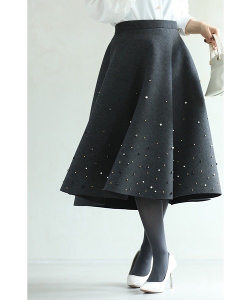 used cawaii スカート CAWAII CAWAII Antique-style floral medium skirt painted in elegant blu