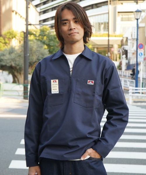 BEN DAVIS（ベンデイビス） シャツ HALF ZIP L/S メンズ : ZOZOTOWN