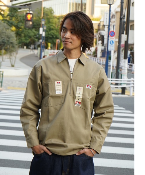 BEN DAVIS ORIGINALS シャツ HALF ZIP L/S メンズ : ZOZOTOWN Yahoo!店