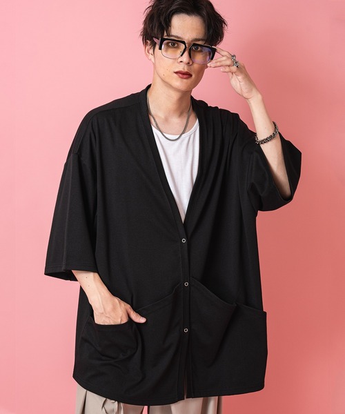 カーディガン a.p.o.v. ビッグポケットオーバーサイズ半袖カーディガン