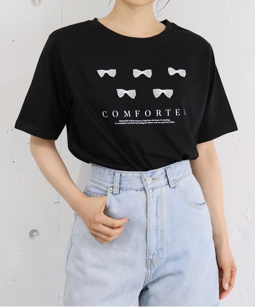 【新品タグ付】Myu リボン　Tシャツ セール】リボンプリントTシャツ（Tシャツ/カットソー）｜M y u