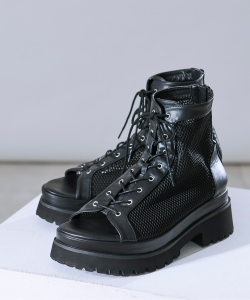 【最終値下げ】Ellino Loset メッシュブーツサンダル M ブラック Ellno Loset サンダル メッシュブーツサンダル メンズ
