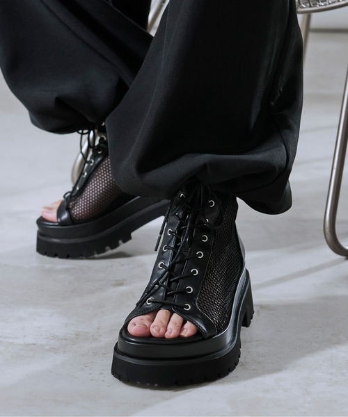 【最終値下げ】Ellino Loset メッシュブーツサンダル M ブラック Ellno Loset サンダル メッシュブーツサンダル メンズ
