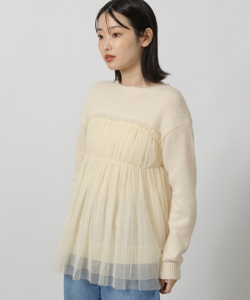 LAKOLE（ラコレ） ニット セーター チュールドッキングニットプル