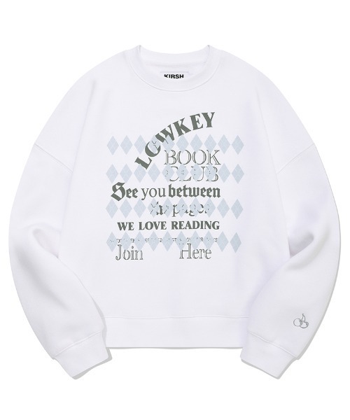 ★KIRSH★ Lowkey Book Club Argyle Pattern Sweatshirt Black KIRSH LOWKEY BOOK CLUB ARGYLE PATTERN SWEATSHIRT ローキー