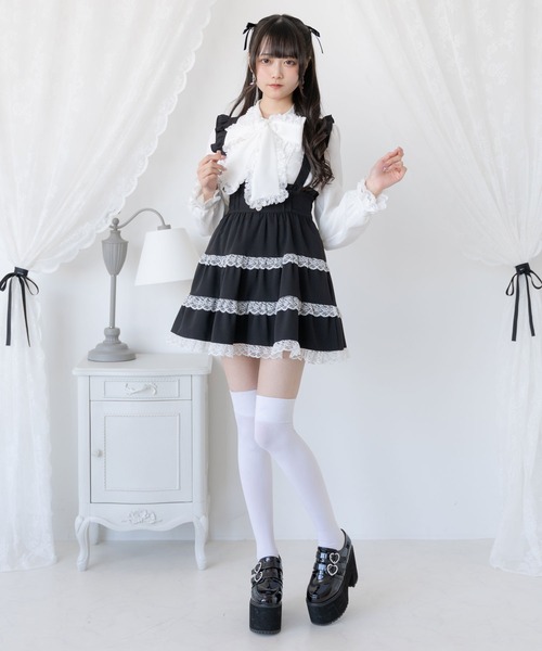 DearMyLove ブラウス シャツ レースフリルたっぷり上品ボウタイ