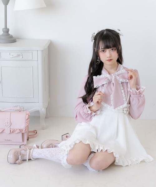 DearMyLove ブラウス シャツ レースフリルたっぷり上品ボウタイ