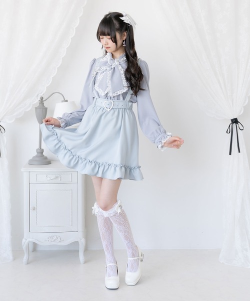 値下げ♥美品❣レースが素敵な上品ブラウス DearMyLove ブラウス シャツ レースフリルたっぷり上品ボウタイ
