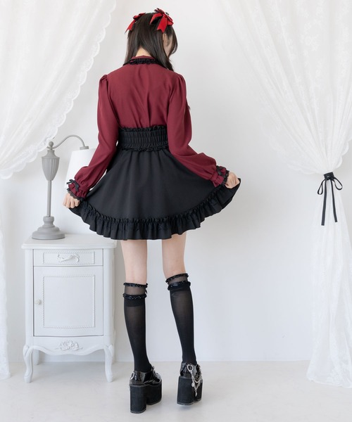 mill banheur♡ミルボヌール ボウタイリボン 肩フリル ブラウス mill banheur♡ミルボヌール ボウタイリボン 肩フリル ブラウス
