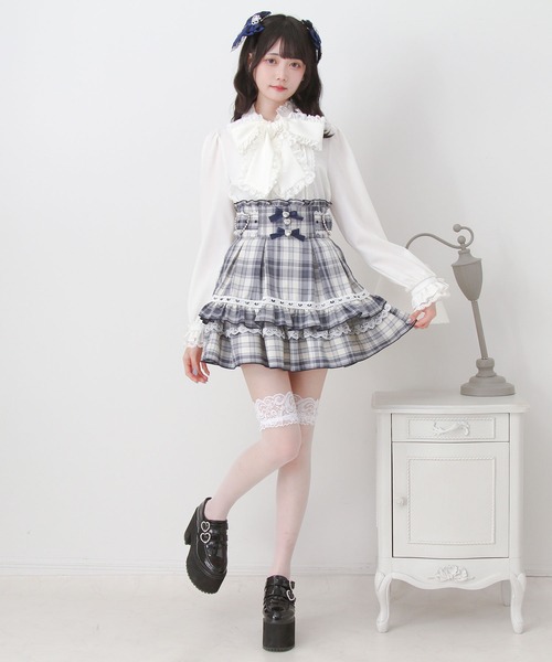 DearMyLove ブラウス シャツ レースフリルたっぷり上品ボウタイリボン