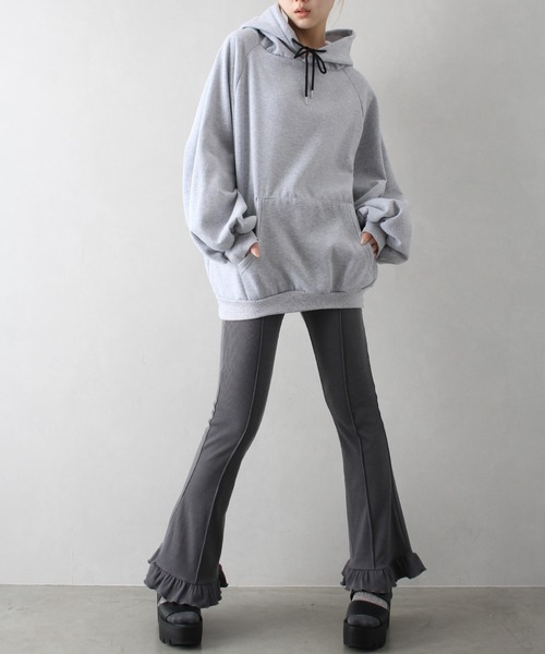 SpRay パンツ テレコ裾フリルフレアパンツ レディース : ZOZOTOWN