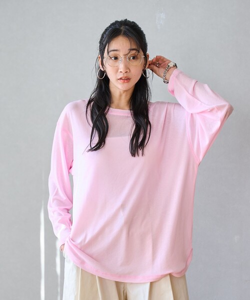 coen（コーエン） tシャツ スソラウンドシアープルオーバー レディース