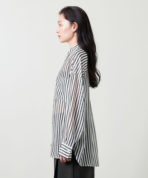 ブラウス シャツ 「MARW UNITED ARROWS」ストライプ シアー オーバーシャツ レディース MARW UNITED ARROWS ブラウス シャツ 「MARW ARROWS」ストライプ