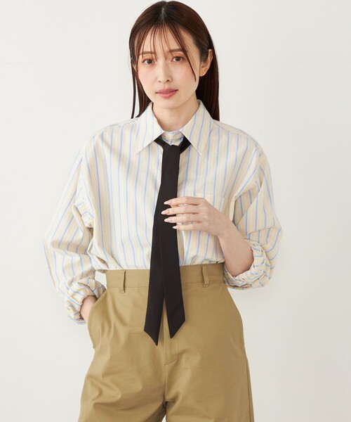 ネクタイ付きカラーシャツ【洗える】 110-140cm/プチセレ】ネクタイ付きシャツ（シャツ・ブラウス