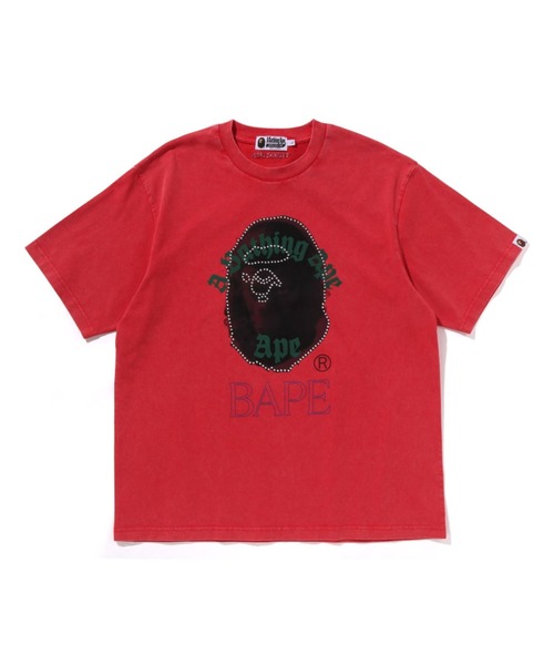 A BATHING APE tシャツ GARMENT DYE RHINESTONE HEAD RELAXED