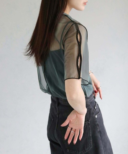 【人気】【完売品】シェリエ sheller シアーテールシャツ 2way cheriella tシャツ 「cheriella」WEB限定前後2WAY袖切替マーブル
